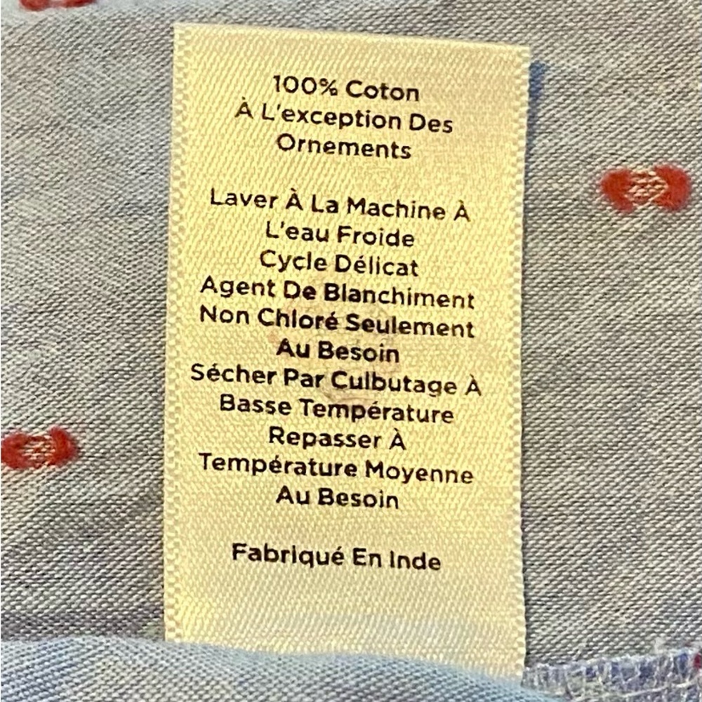 Talbots Floral Embroidered Blue Top, 100% Cotton - Picture 8 of 9